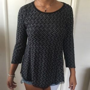 Black Patterned Anthropologie Work Blouse